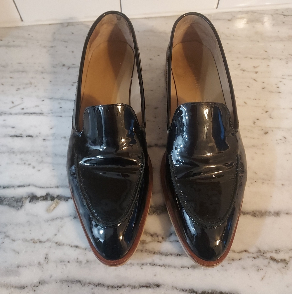 Everlane Glossy Black Loafers with Brown Sole THE MODERN LOAFER SIZE 8.5